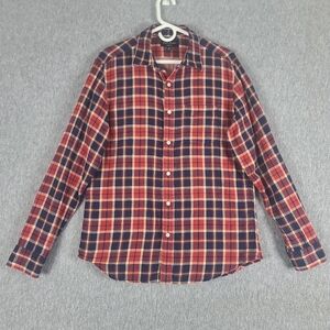 Banana Republic Factory  Button Down Shirt Blue Orange Plaid Reg Fit Men's Med